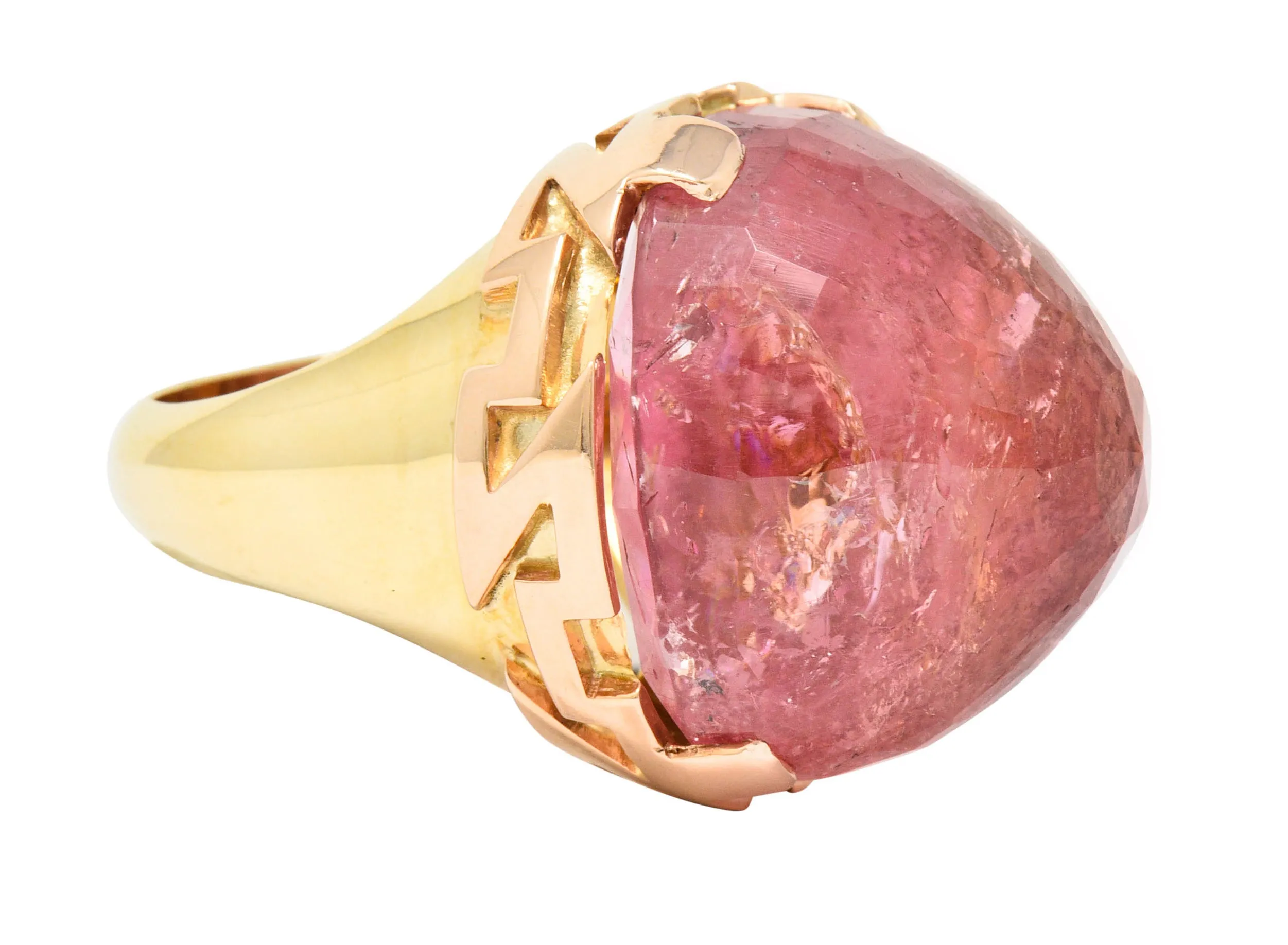 Large SeidenGang Pink Tourmaline 14 Karat Gold Cocktail Ring