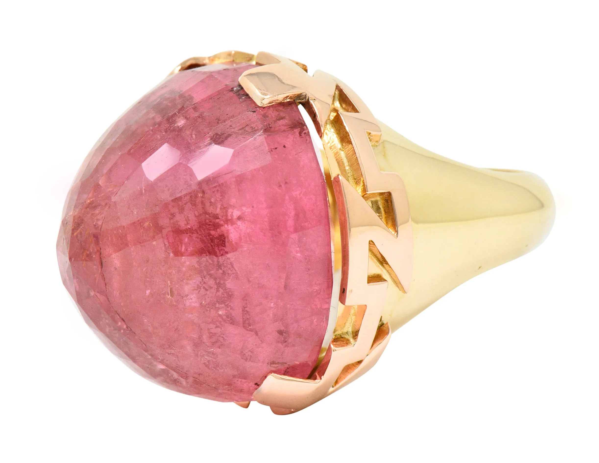 Large SeidenGang Pink Tourmaline 14 Karat Gold Cocktail Ring