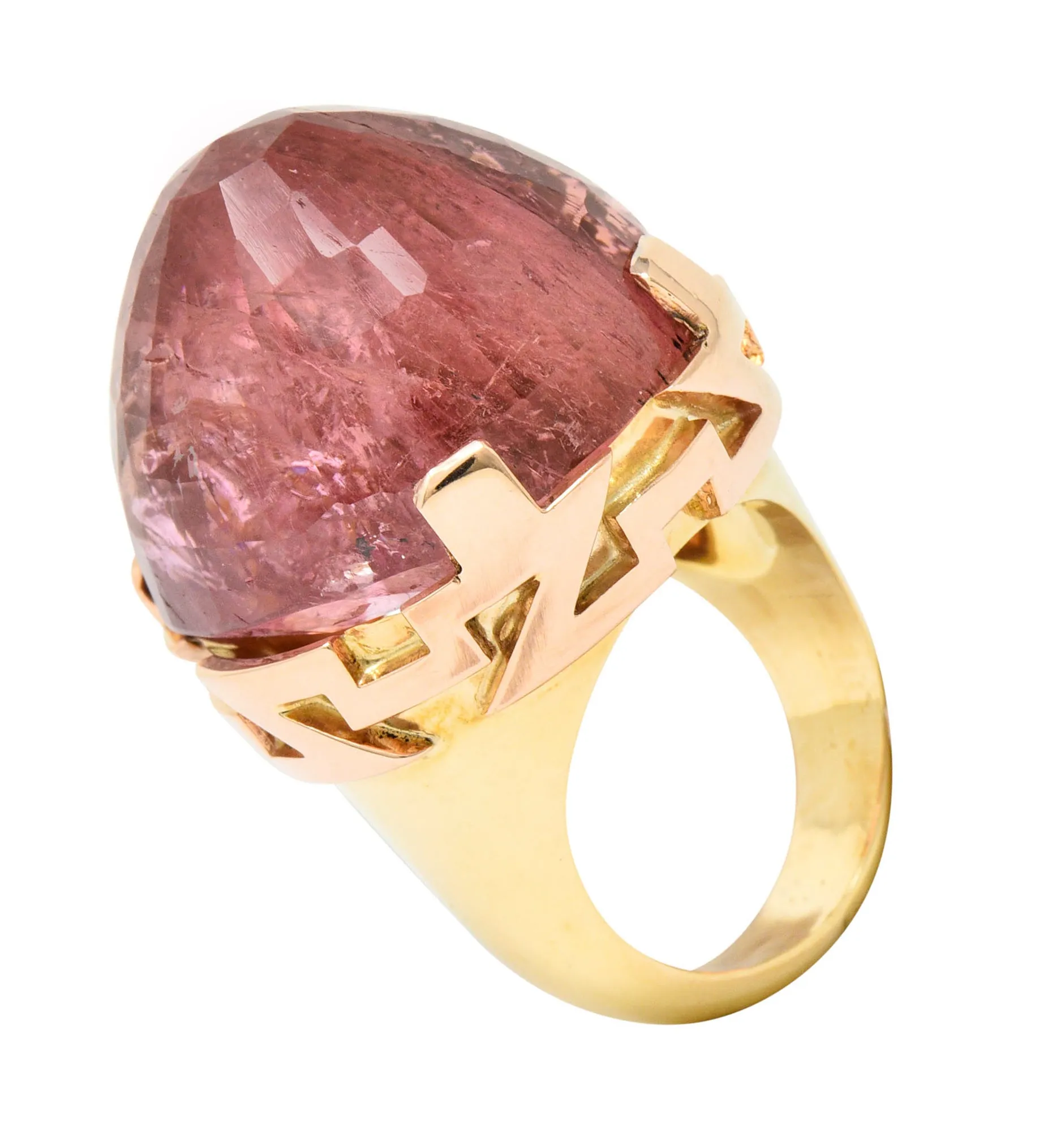 Large SeidenGang Pink Tourmaline 14 Karat Gold Cocktail Ring