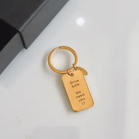 Lazer Engraved Double Sided Rectangle Keychain for Guys - LINE ART