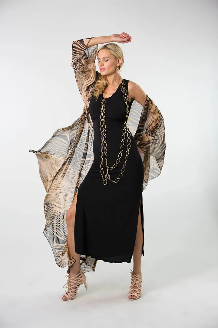 Long Chiffon Kimono with Tie