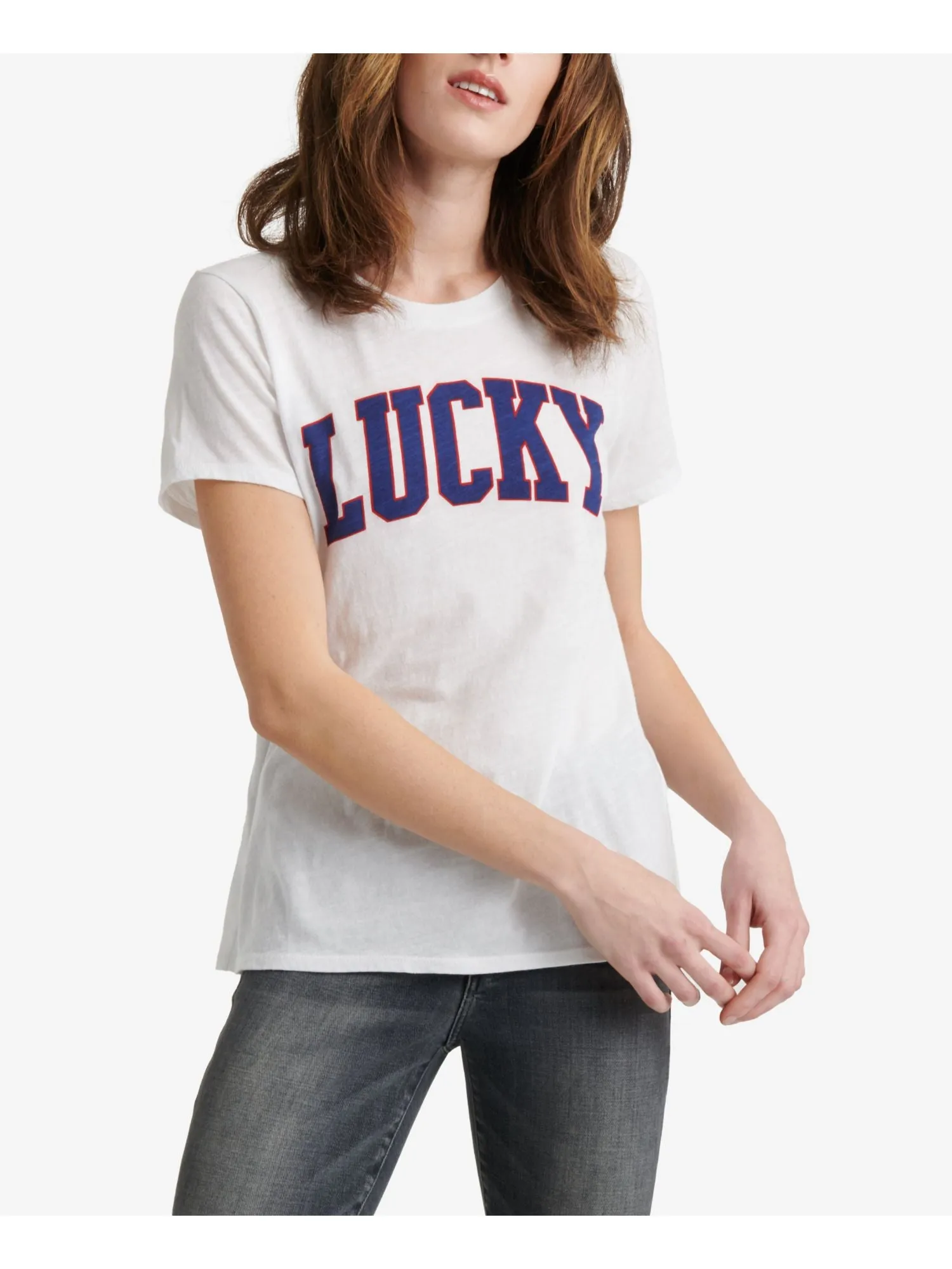 Lucky Brand Women's Varsity Tee White Size X-Large