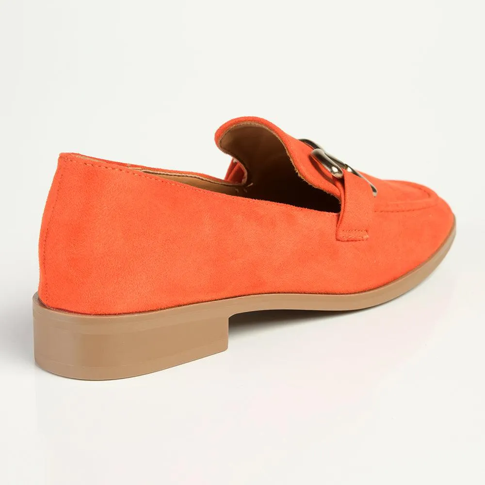 Madison Polly Loafer With Gold Metal Trim Detail - Orange