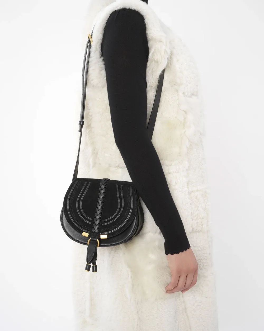 Marcie Small Saddle Bag in Black