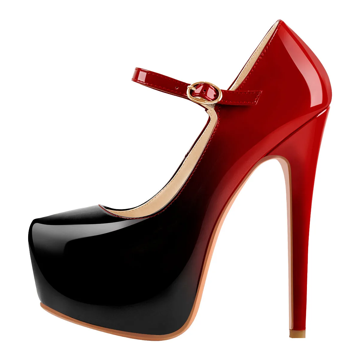 Mary Jane Platform Red Pointed Toe Stiletto High Heels Pumps