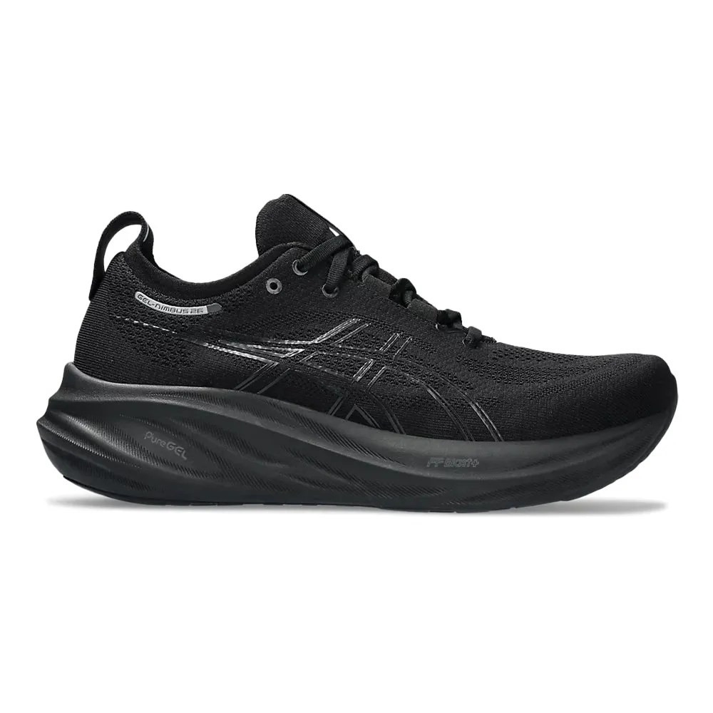 Men's Asics GEL-Nimbus 26, Black/Black, 8 2E Wide