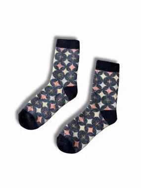 Navy Diamond Cosy Socks