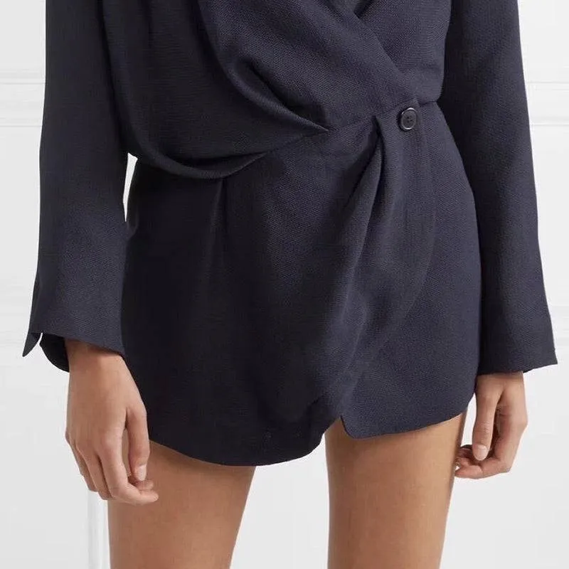 Navy Wrap Short Shirt Dress