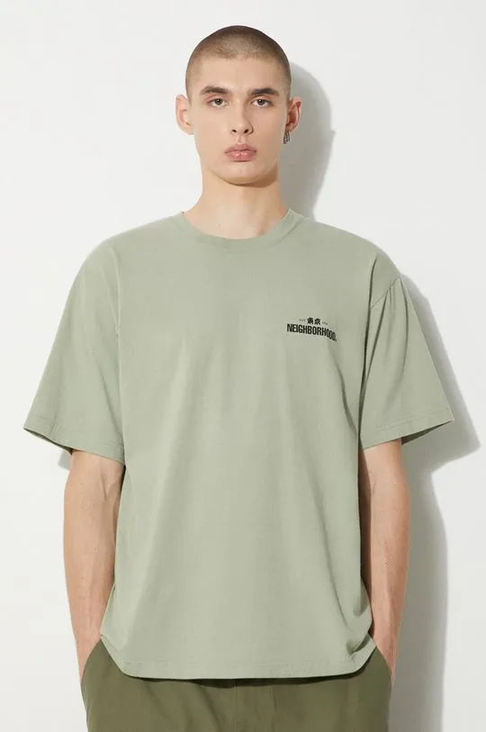 NEIGHBORHOOD cotton t-shirt NH . Tee men’s green color with a print 241PCNH.ST04