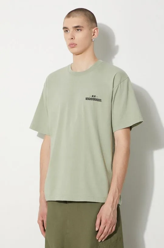 NEIGHBORHOOD cotton t-shirt NH . Tee men’s green color with a print 241PCNH.ST04