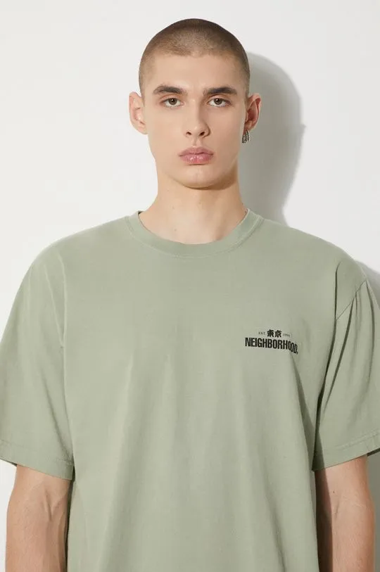 NEIGHBORHOOD cotton t-shirt NH . Tee men’s green color with a print 241PCNH.ST04