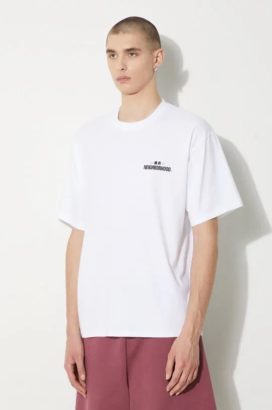 NEIGHBORHOOD cotton t-shirt NH . Tee men’s white color with a print 241PCNH.ST04