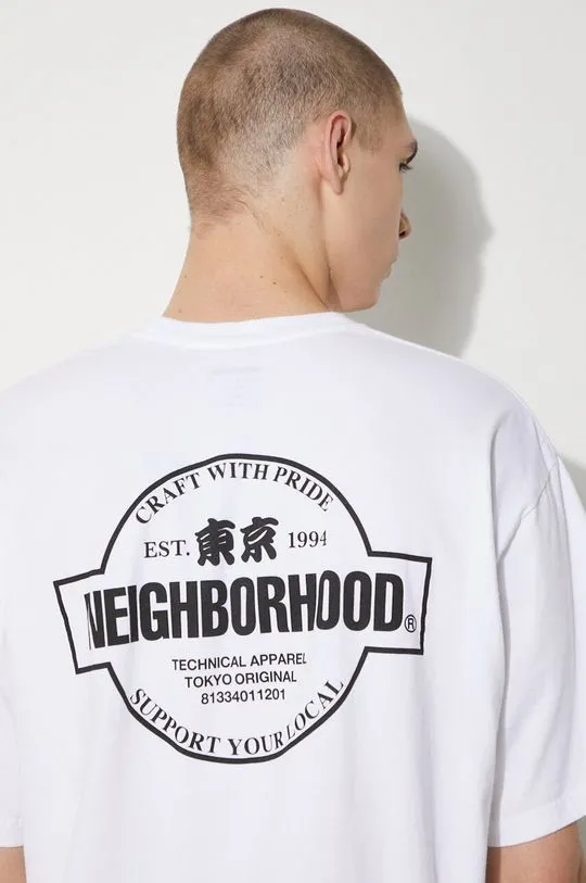 NEIGHBORHOOD cotton t-shirt NH . Tee men’s white color with a print 241PCNH.ST04