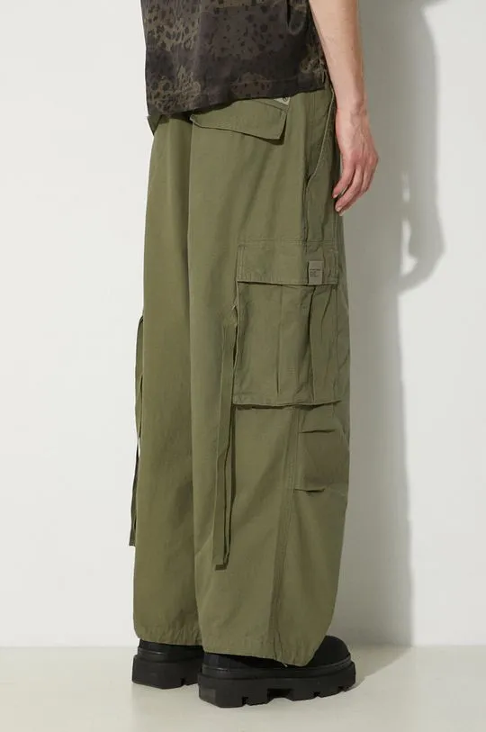 NEIGHBORHOOD cotton trousers Wide Cargo Pants green color 241YTNH.PTM06