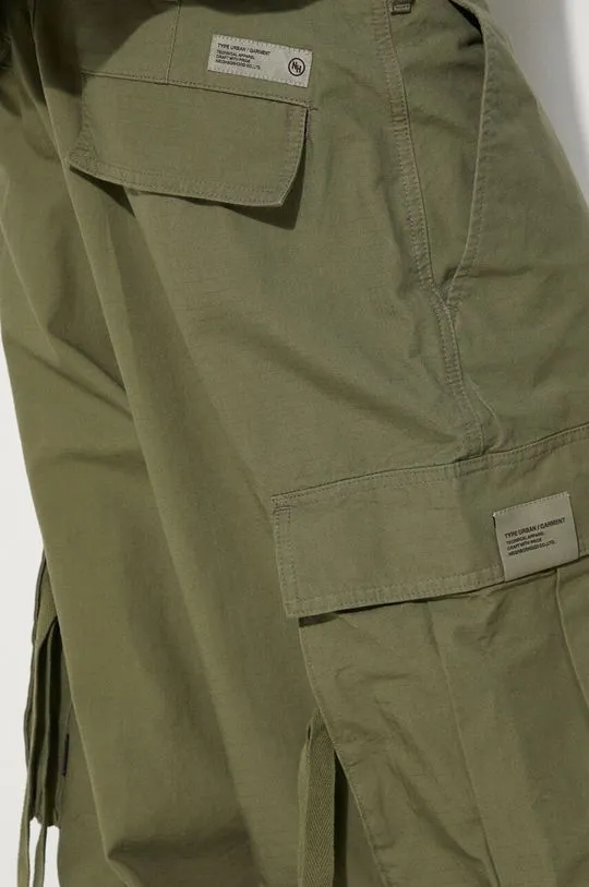 NEIGHBORHOOD cotton trousers Wide Cargo Pants green color 241YTNH.PTM06