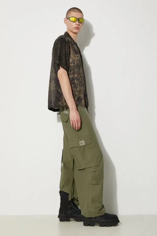 NEIGHBORHOOD cotton trousers Wide Cargo Pants green color 241YTNH.PTM06