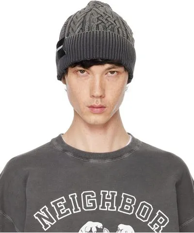 NEIGHBORHOOD Gray Washed Cable Beanie