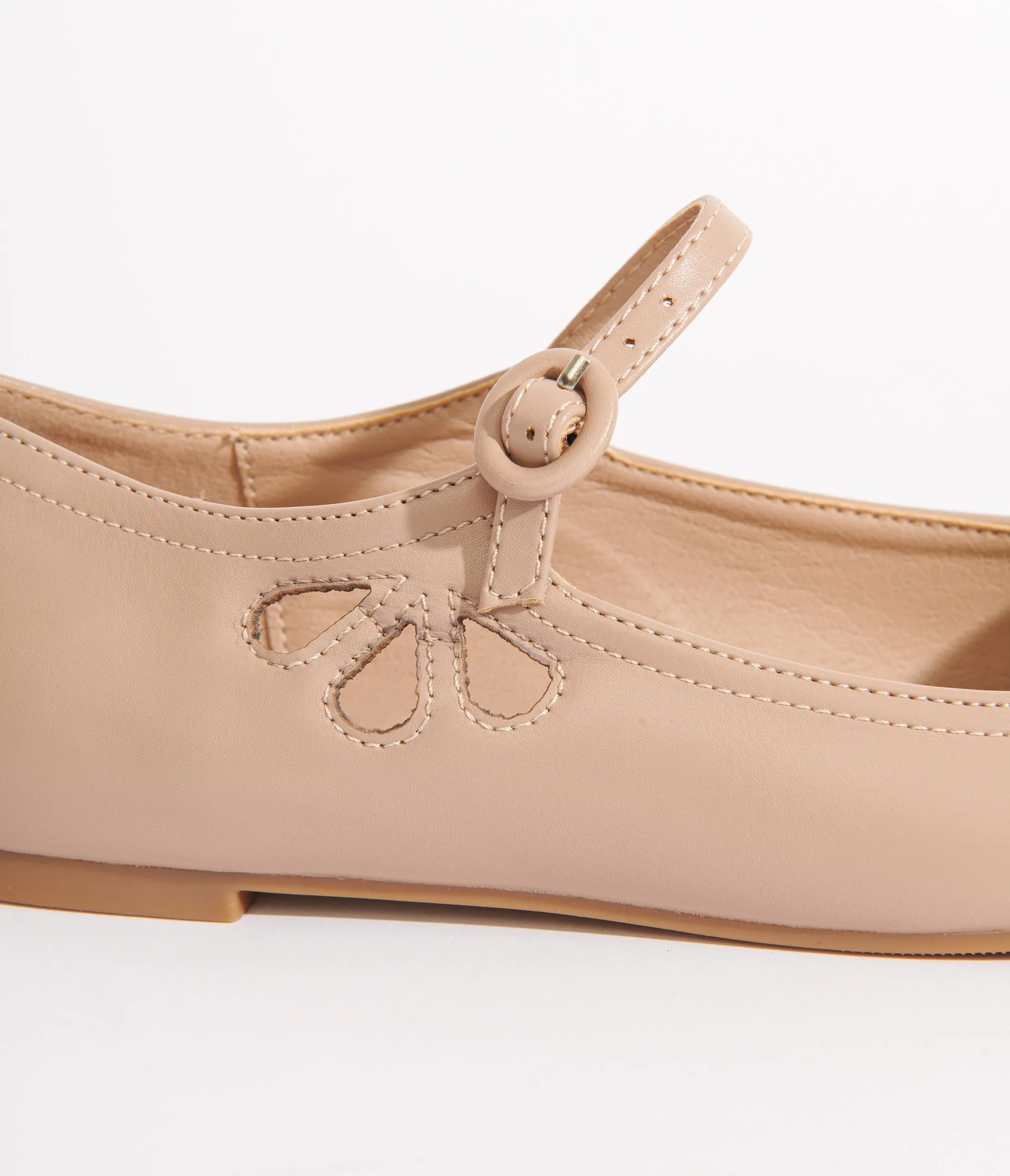 Nude Leatherette Mary Jane Flats