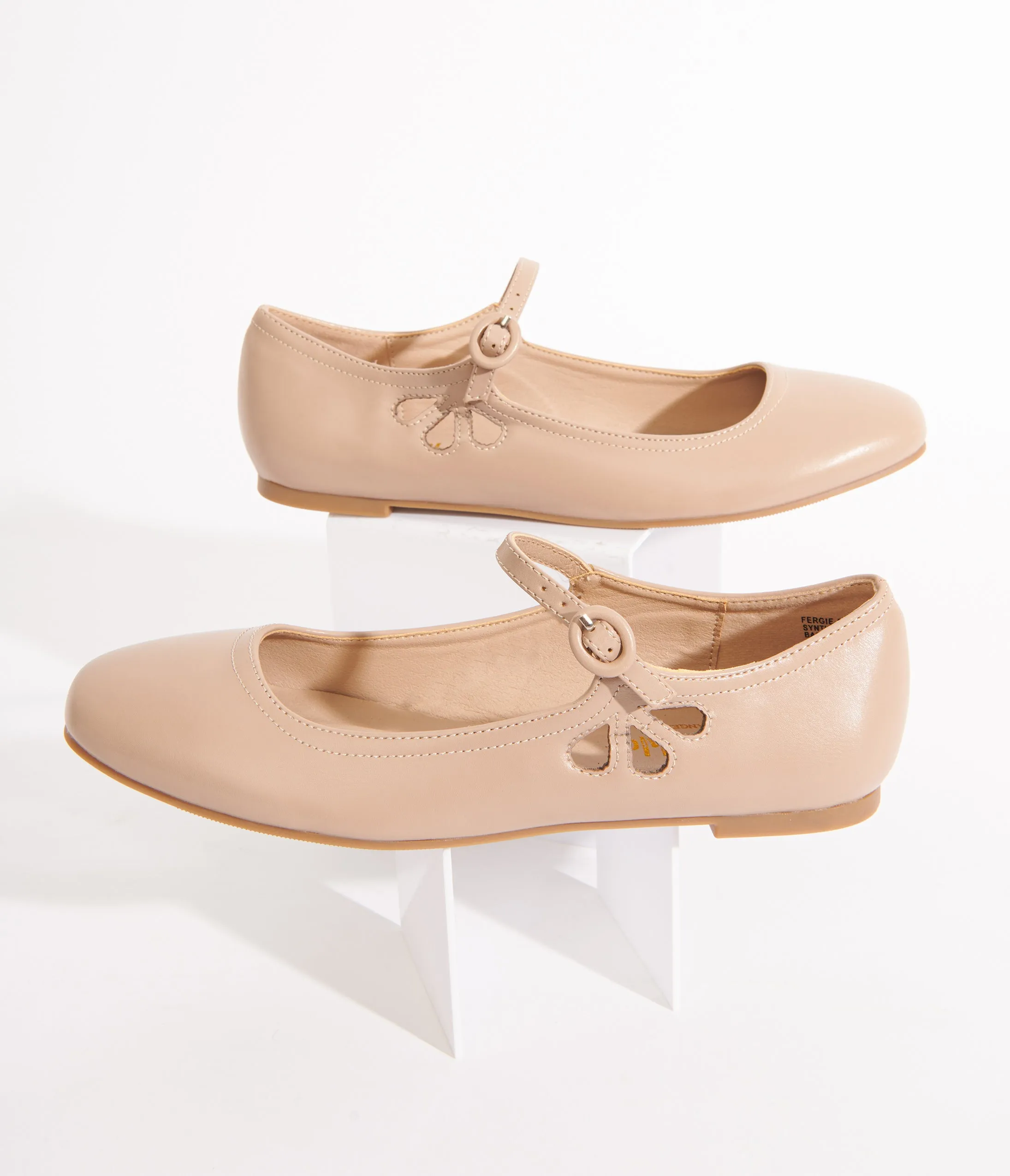 Nude Leatherette Mary Jane Flats