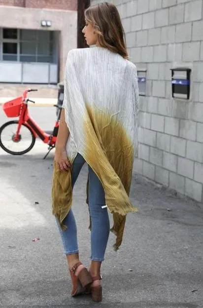 Ocean Eyes Ombre Kimono - Mustard