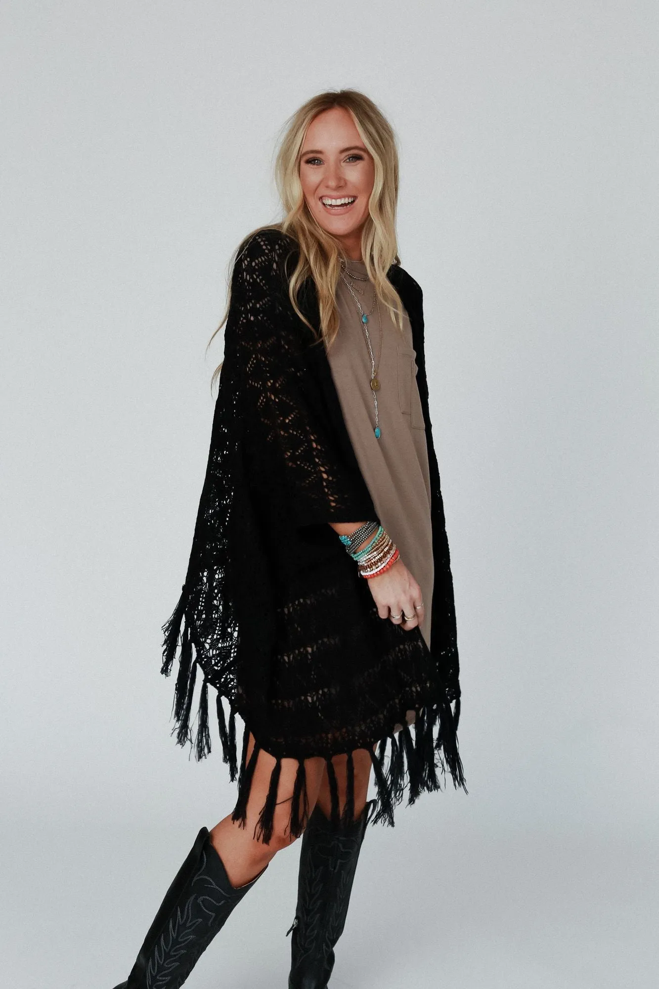 On The Fringe Kimono - Black