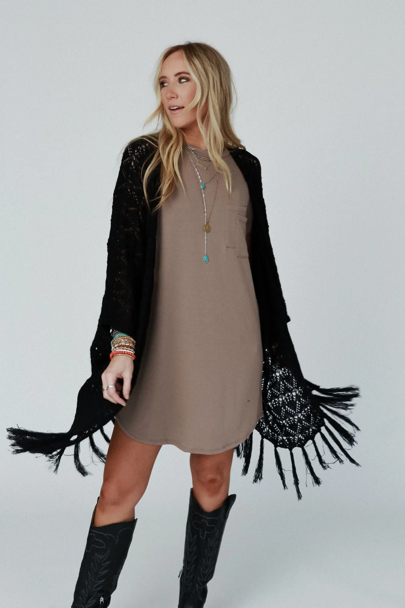 On The Fringe Kimono - Black