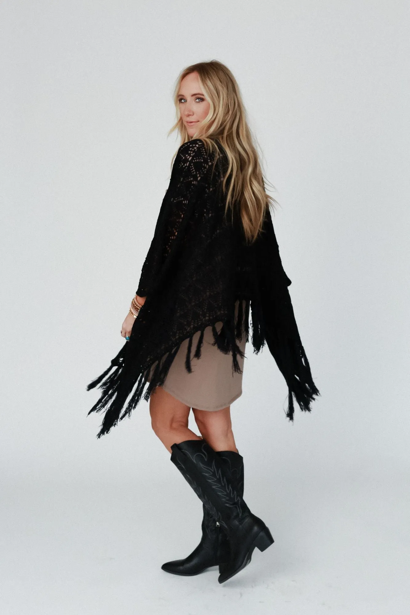 On The Fringe Kimono - Black