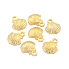 Pendants, Tibetan Style, Shell, Single-Sided, Golden, Alloy, 14mm