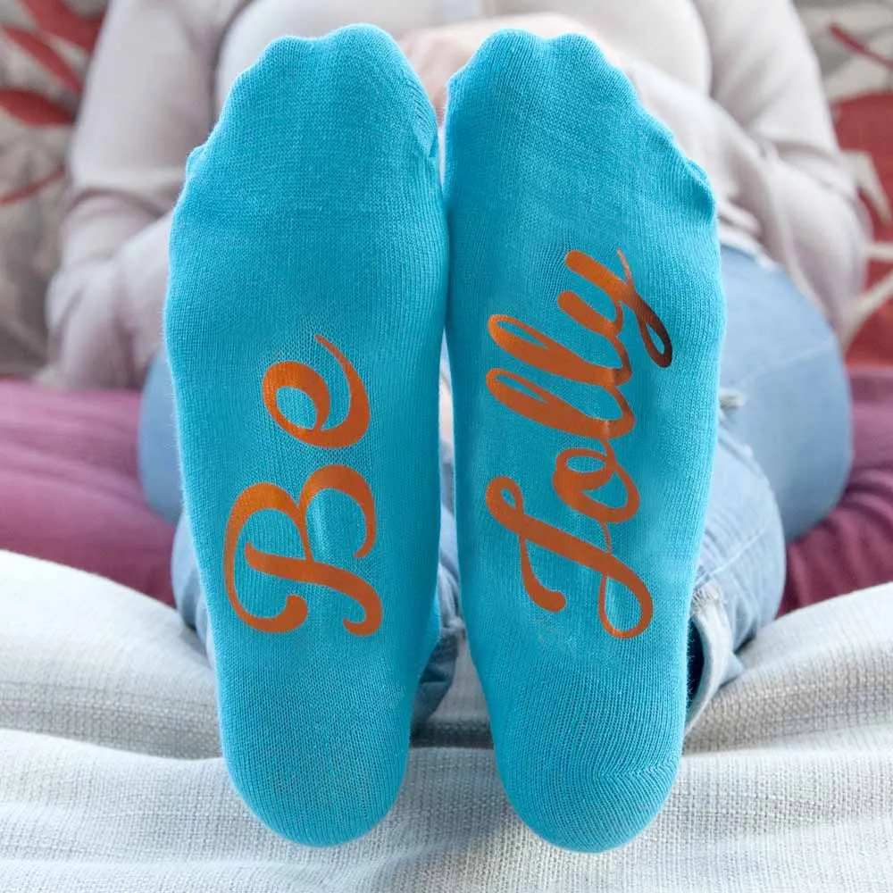 Personalised Turquoise & Terracotta Orange Christmas Day Socks