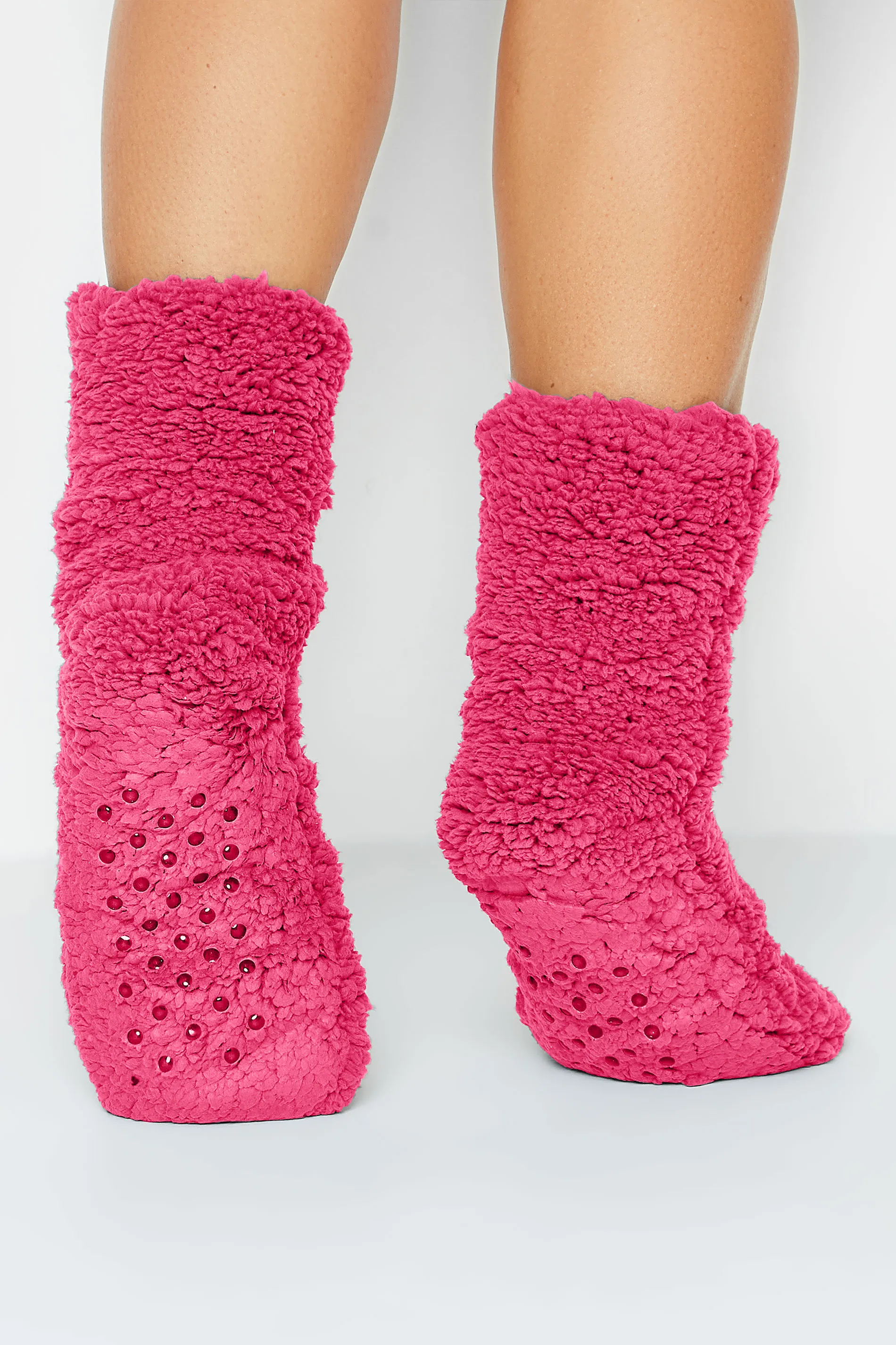 Pink Fluffy Slipper Socks