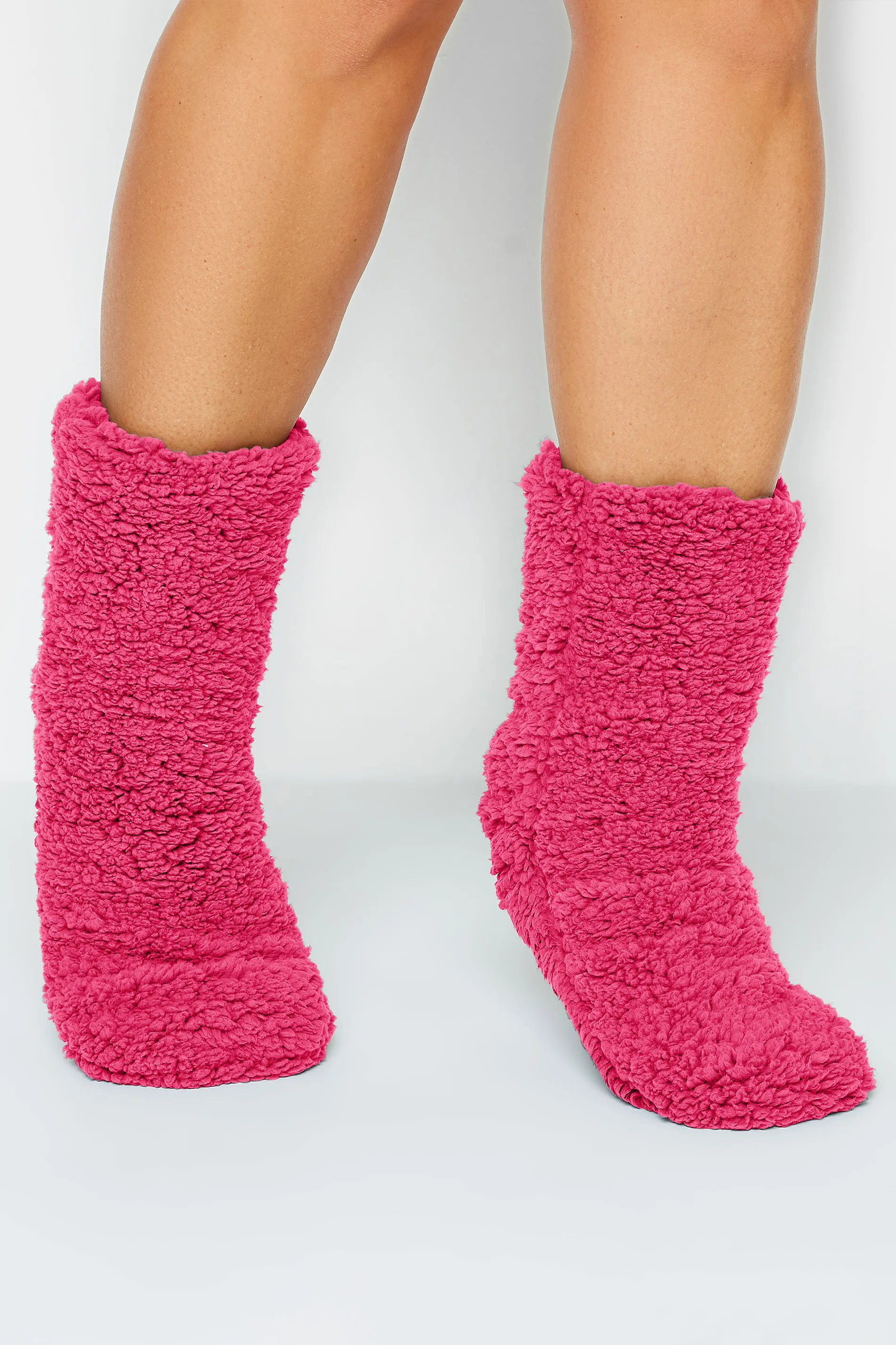 Pink Fluffy Slipper Socks