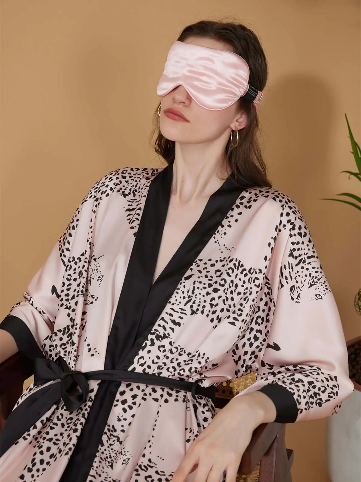 Pink Leopard Kimono Robe