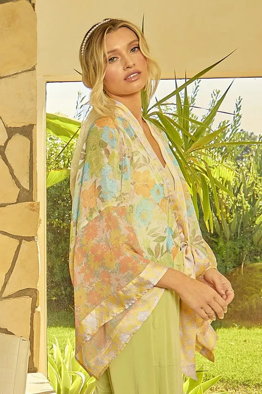 Print Mixed Kimono - Pistachio Mix