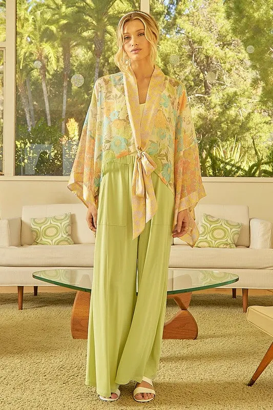 Print Mixed Kimono - Pistachio Mix