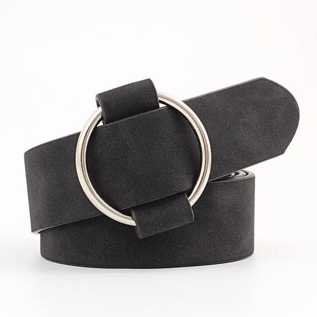 PU Leather Metal Buckle Heart Pin Waist Belt