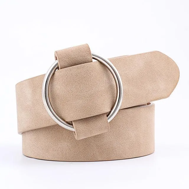 PU Leather Metal Buckle Heart Pin Waist Belt