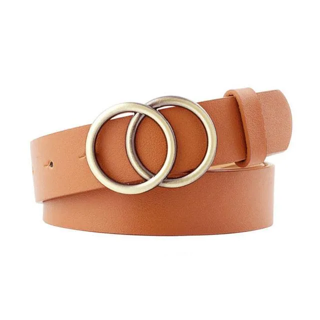 PU Leather Metal Buckle Heart Pin Waist Belt