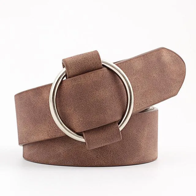 PU Leather Metal Buckle Heart Pin Waist Belt