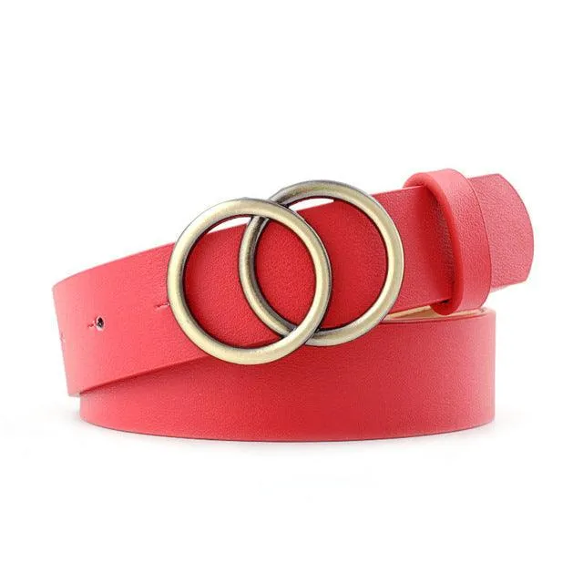 PU Leather Metal Buckle Heart Pin Waist Belt