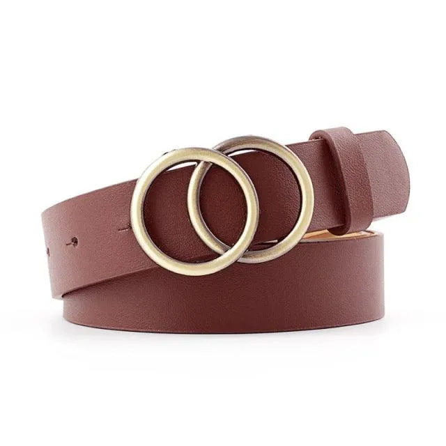 PU Leather Metal Buckle Heart Pin Waist Belt