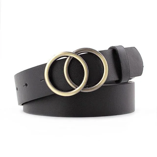 PU Leather Metal Buckle Heart Pin Waist Belt