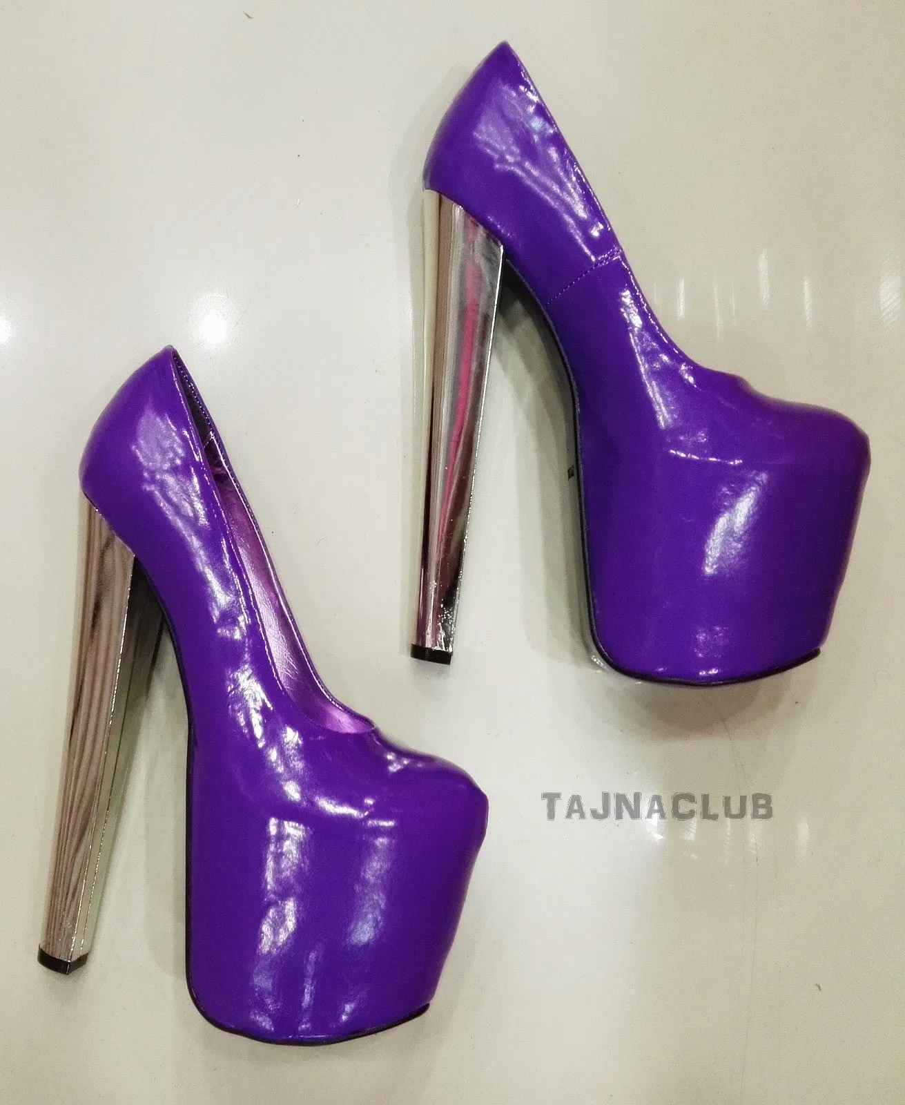 Purple Super Platform Metallic 20 cm High Heels