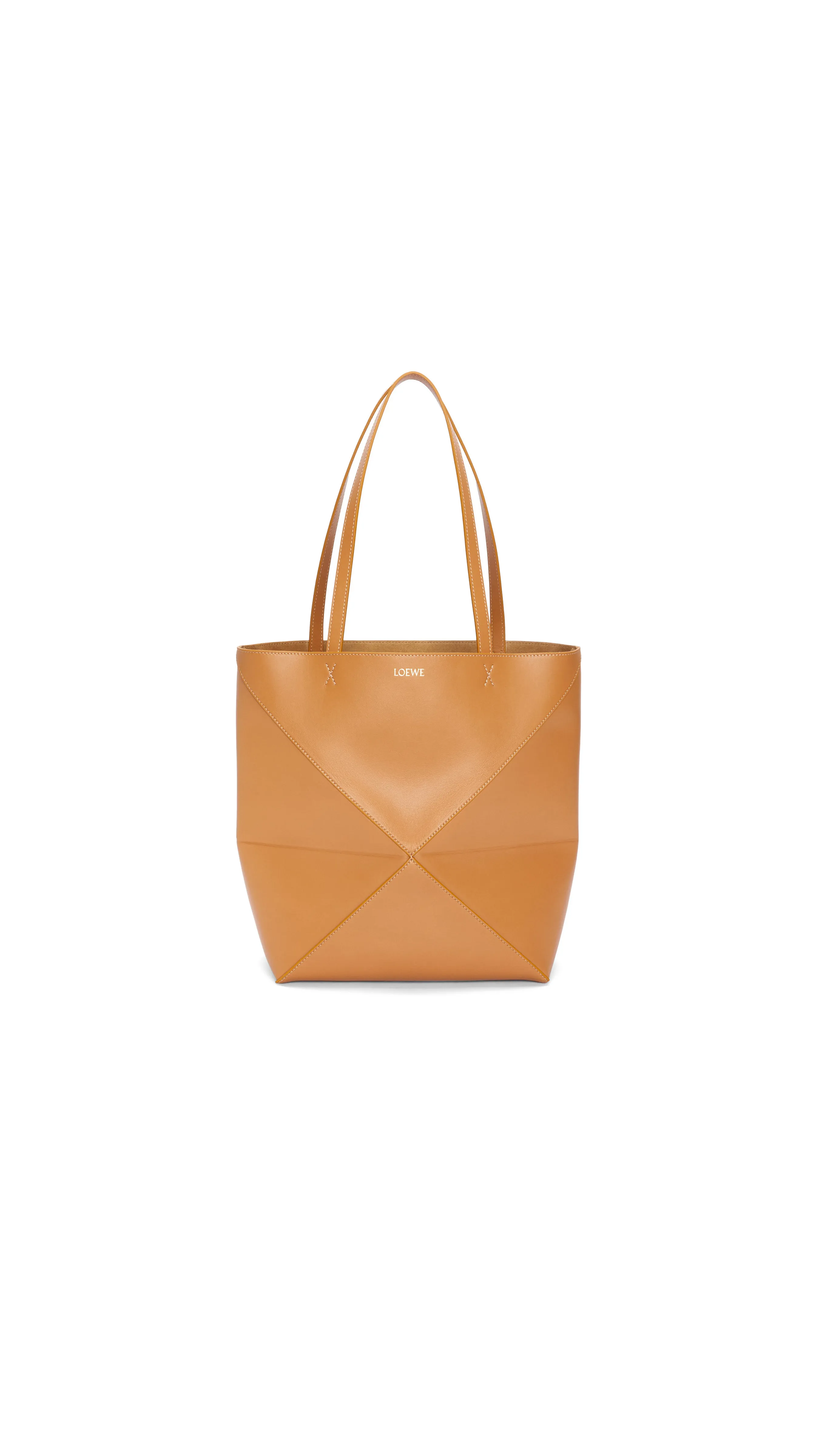 Puzzle Fold Tote in Shiny Calfskin - Warm Desert