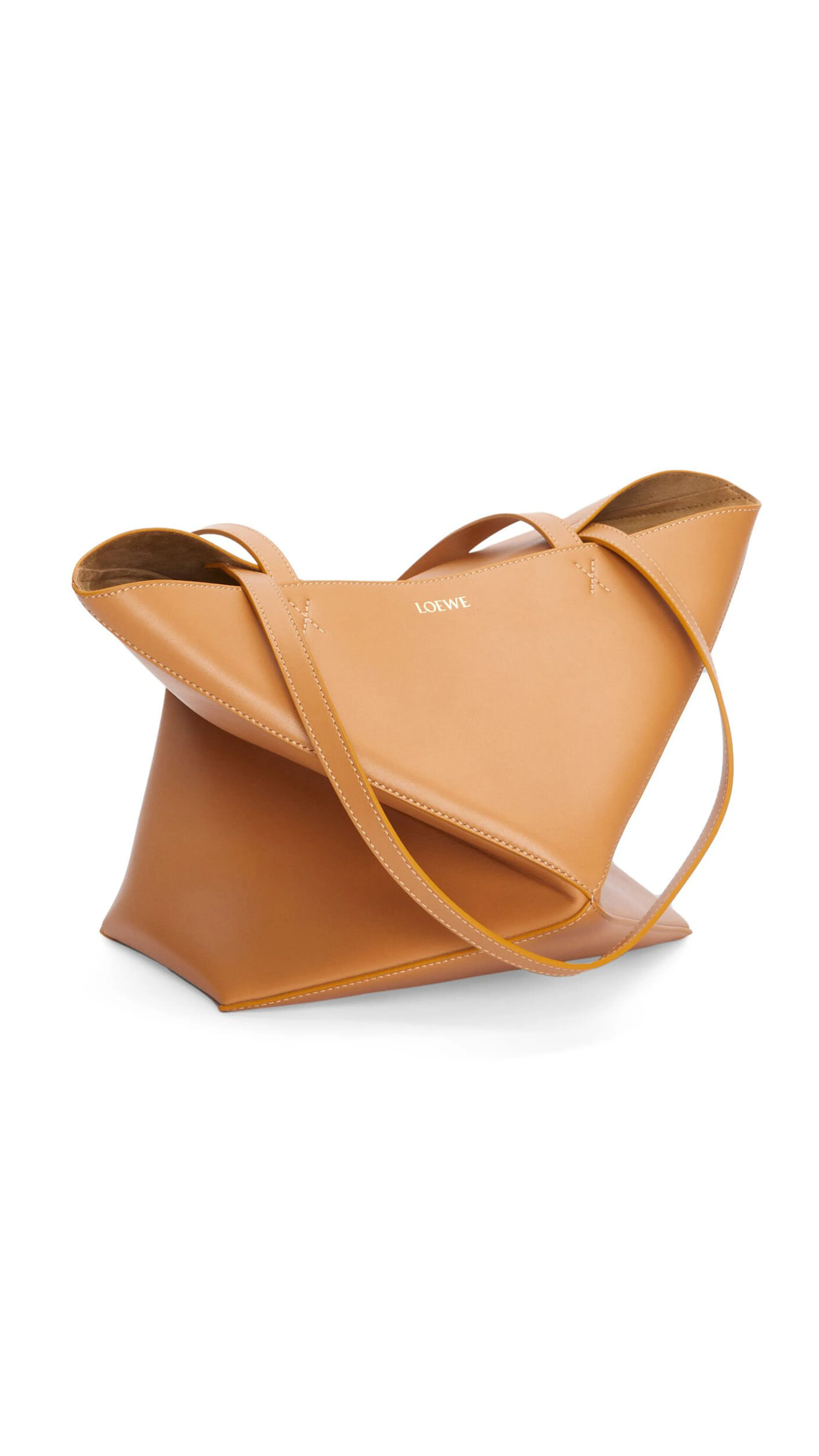 Puzzle Fold Tote in Shiny Calfskin - Warm Desert