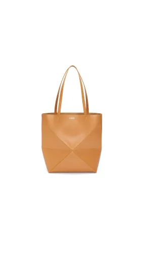 Puzzle Fold Tote in Shiny Calfskin - Warm Desert