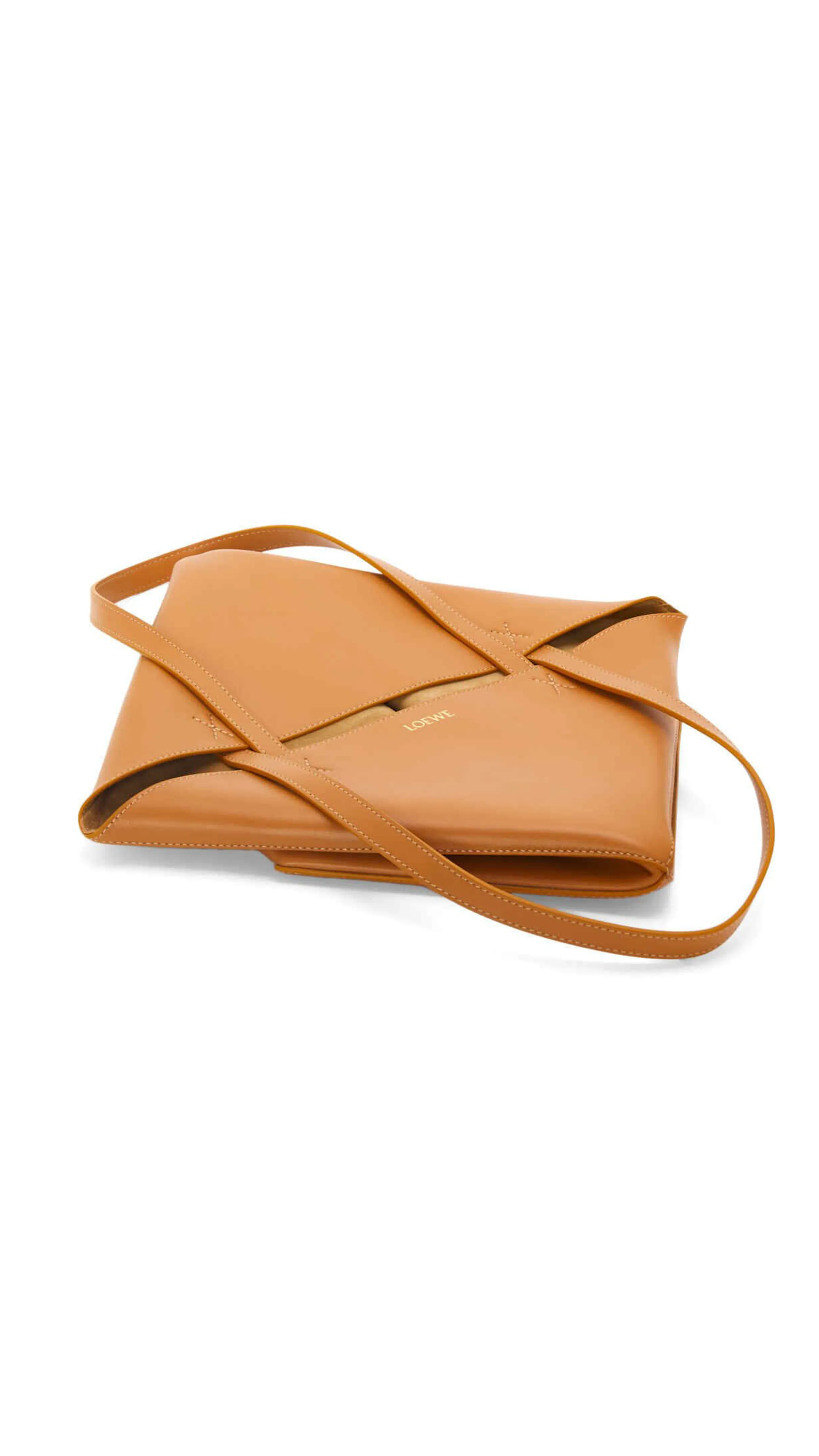 Puzzle Fold Tote in Shiny Calfskin - Warm Desert