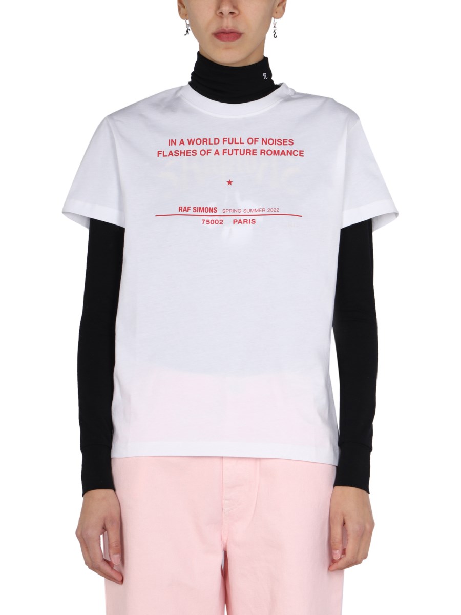 RAF SIMONS    COTTON LOGO PRINT JERSEY T-SHIRT