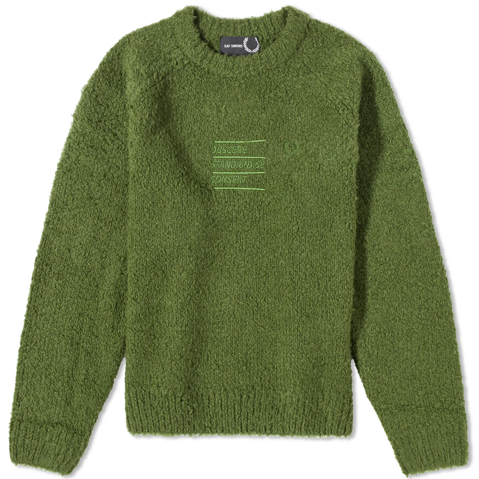 Raf Simons Men's Green Fluffy Knit Jumper