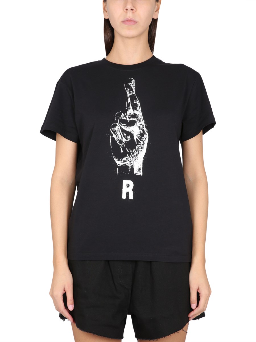 RAF SIMONS      T-SHIRT IN JERSEY DI COTONE CON STAMPA LOGO