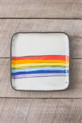 Rainbow Hand Painted Ceramic Small Square Plate